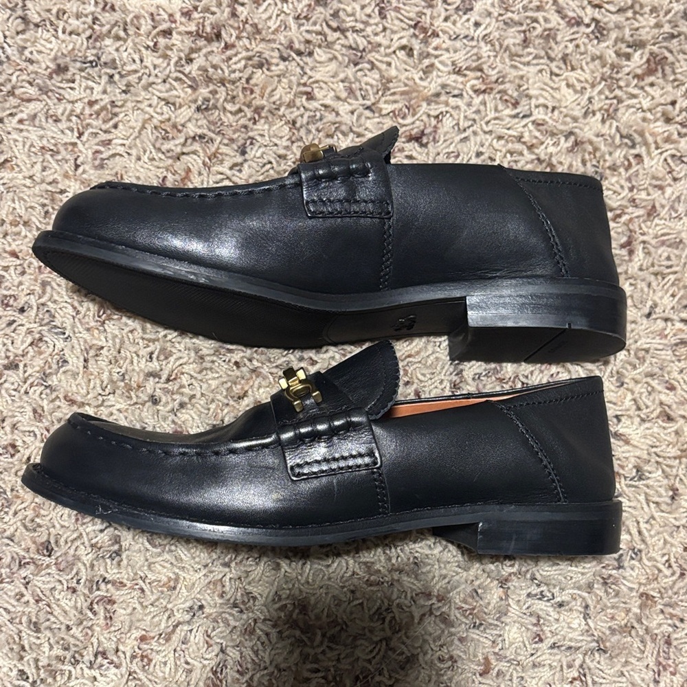 Coach Putnam loafer in black leather gold signature chain - Picture 3 of 7